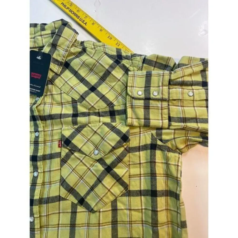 Levi's NWT Flannel Pearl Snap Shirt Mens Size S ‎ Western Plaid